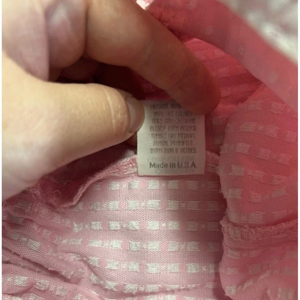 Vintage 80s/90s Pink And White OshKosh B'gosh Bubble Romper Overalls 18 Months